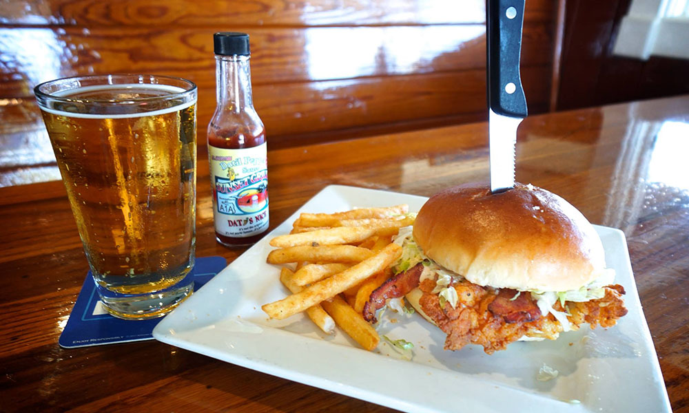 Sandwich and fries at Sunset Grille in St. Augustine 