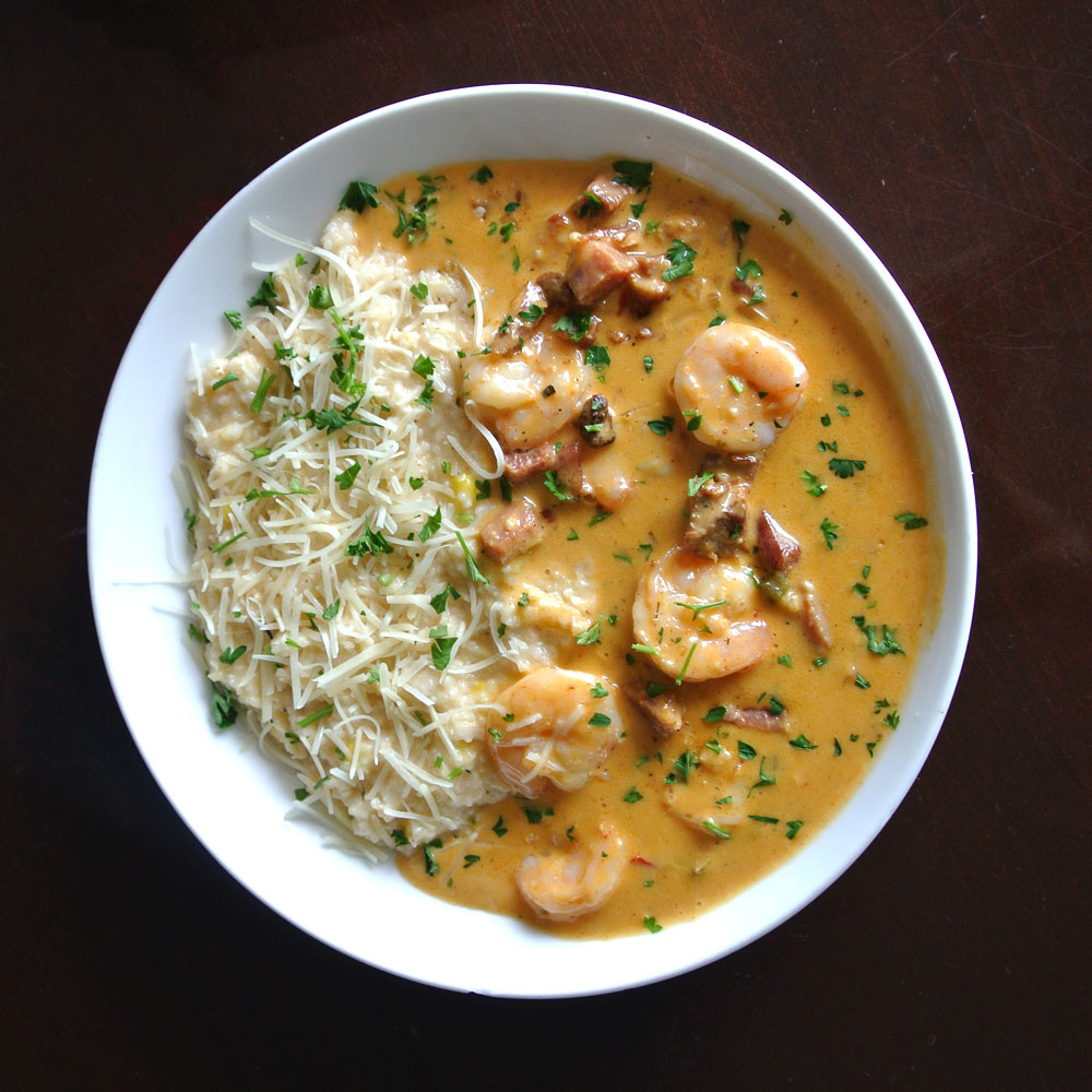Shrimp and Grits is a favorite dish in both Southern and Creole traditions.