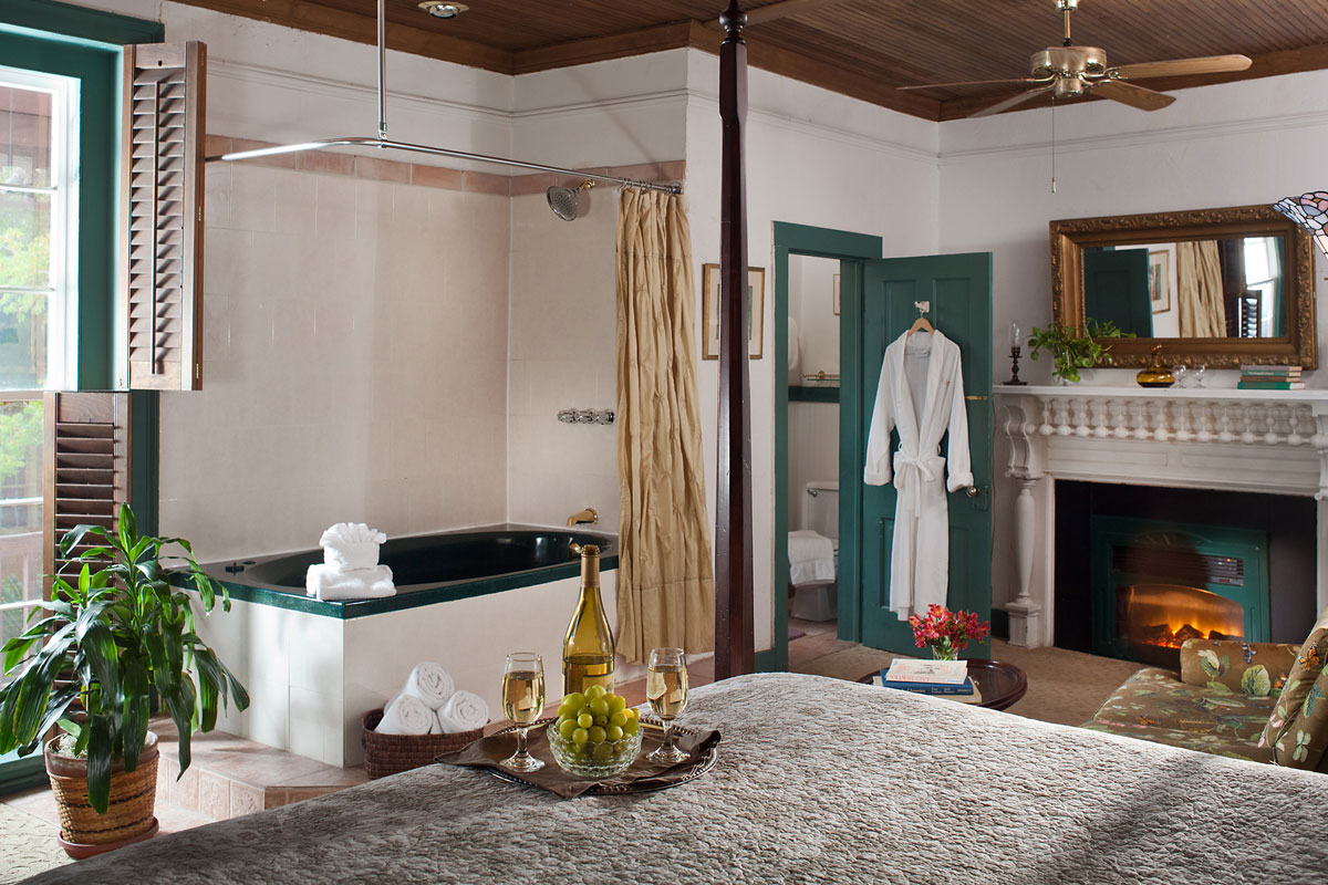 One of the many beautiful spa-like bathrooms at St. Francis Inn in St. Augustine, Fl. 