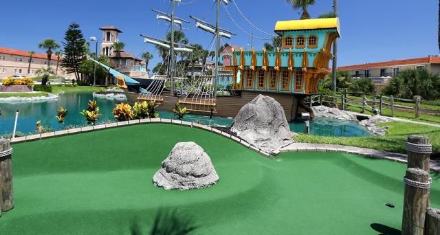 The pirate ship at Fiesta Falls is a hole for mini-golf