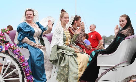 The popular Easter Parade in St. Augustine features pirates, soldiers, horses and carriages, and the “Royal Trio” from 17th-century Spain.