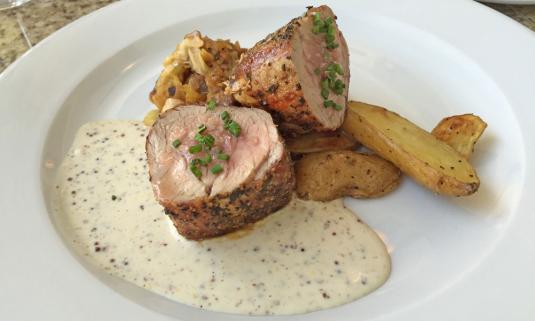 The pork tenderloin at Preserved Restaurant in St. Augustine's historic Lincolnville district.