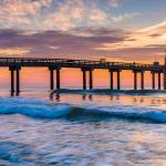 The St. Johns County Ocean and Fishing Pier at sunrise