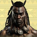 Collage, yellow geometric background with Black Seminole Project logo (a bust of a Black man in Indigenous Seminole garb, looking directly at the camera).