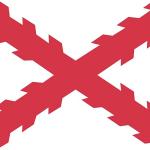 Red and white flag, burgundian saltire of Spain.