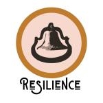 White BG. Resilience St. Augustine logo is a brown bell encircled.