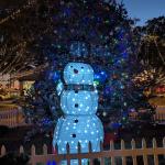 Snowman of lights in the Plaza for Nights of Lights