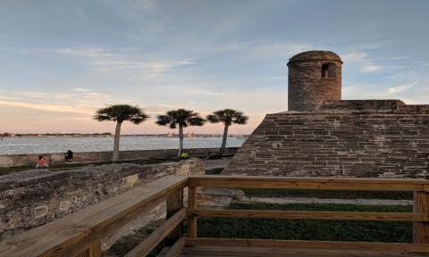A side image of the Castillo San Marcos