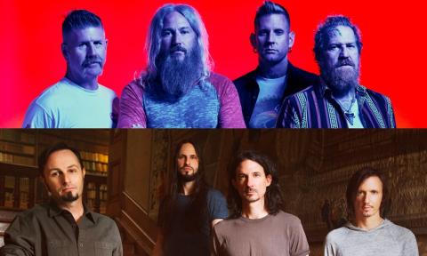 Mastodon & Gojira pose together for the camera. 