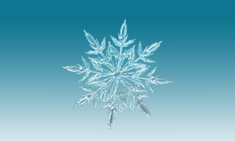A snowflake against a teal background