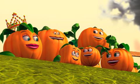 The cartoon version of Spookley the Pumpkin