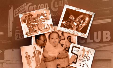 A sepia-toned montage from Louis Armstrong's daughter
