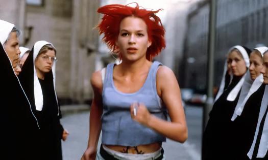 A still image from the film, "Run Lola Run"