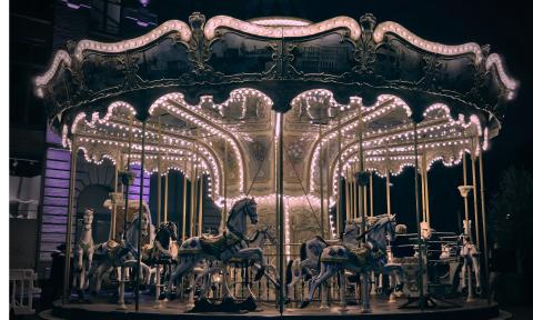 An old carousel, operating at night