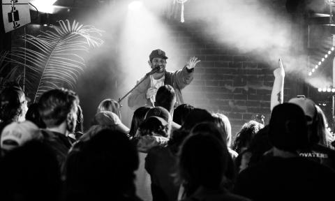 Musican Carter Reeves of Surf Girl on stage