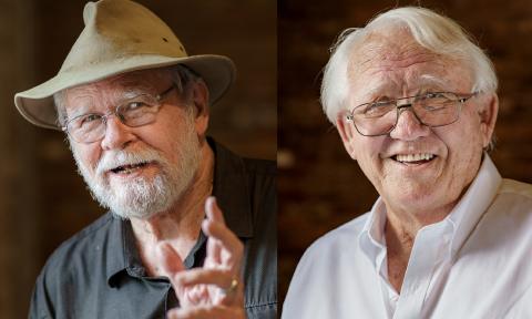 A collage of Drew Sappington and David Fussell, two St. Augustine Tale Tellers