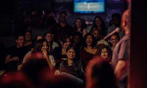A live comedy show at an intimate venue