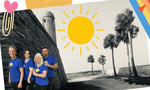 4 people in front of the fort