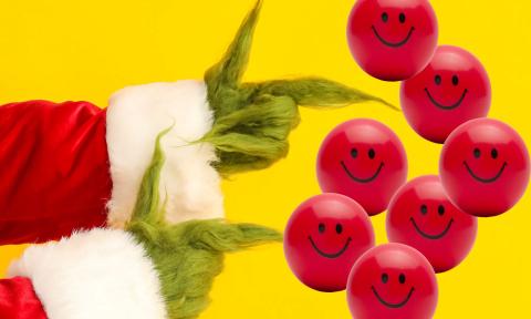 Grinch hands with smiley faces