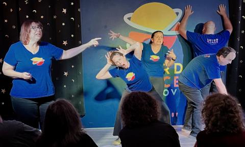 Improvisers during a show