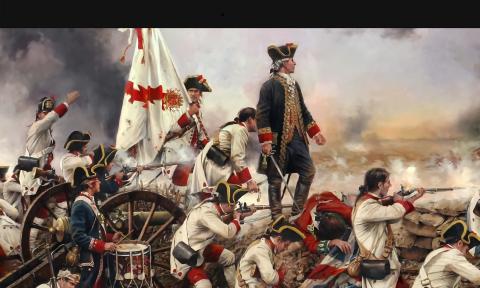 A painting by Augusto Ferrer-Dalmau showing Bernardo de Gálvez at the Siege of Pensacola