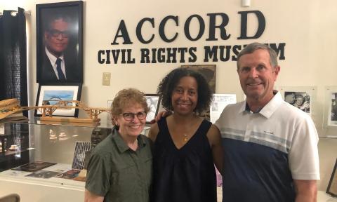 Robert Saalfeld and his wife with a member of the ACCORD Museum board at the museum