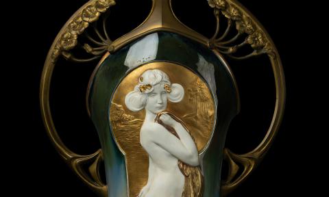 A detail of a ceramic piece from Otto C. Lightner's collection