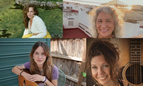 A collage of four women singers