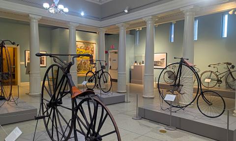 Much of the display of antique bicycles at Lightner