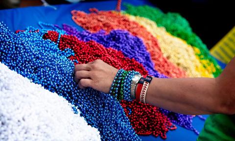 Strings of beads in several colors to honor individuals and causes and promote suicide prevention
