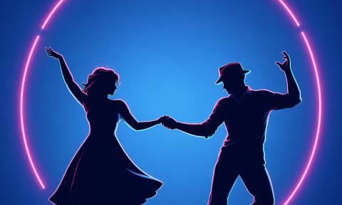 Partners doing the merengue dancing
