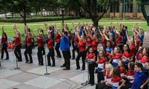 A group photo of the St. Augustine troop of Showtime U.S.A.