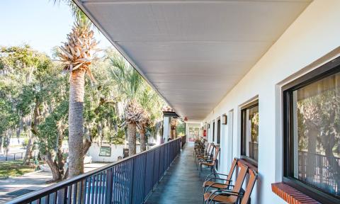 The balcony at the Flagler Inn, located near the Historic District of St. Augustine.