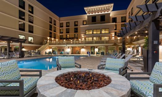 A view of the hotel from the fire pit at Homewood Suites in St. Augustine.