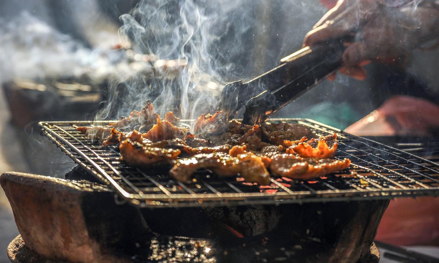 Barbeque on a grill.