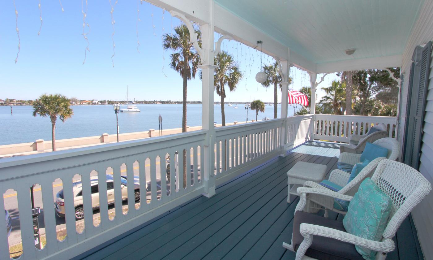 Many St. Augustine places to stay are on or near the water, many with gorgeous porch views.