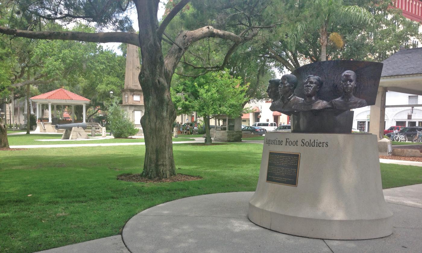 A photo of the statue honoring foot soldiers during St. Augustine's Civil Rights fight