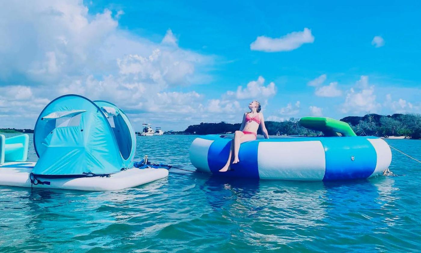 Water camp and water trampoline provided by Hurricane Watersports.