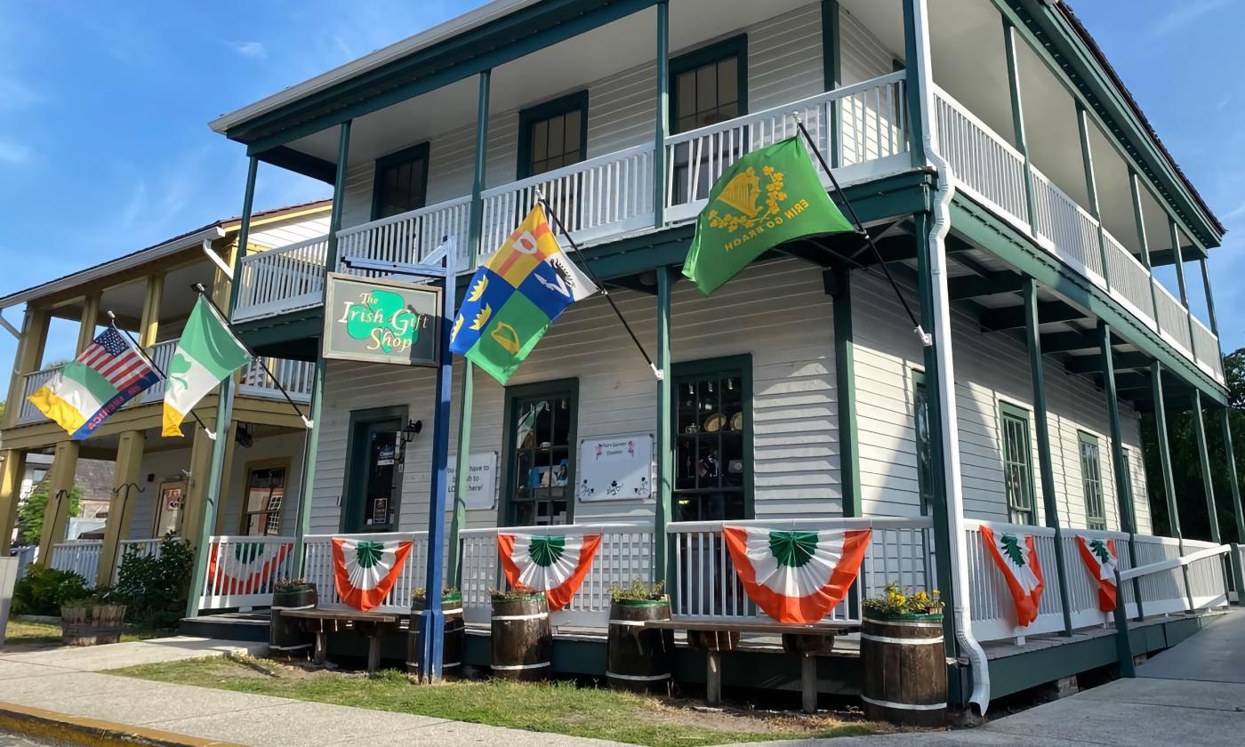 The building of the Irish Gift Shop in St. Augustine on a sunny day