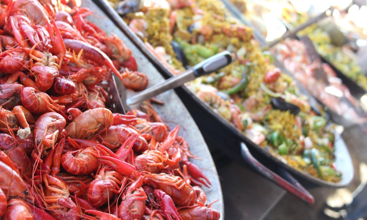 Crawdads, shrimp, and seafood meals of various kinds are available at the Seafood Festival in St. Augustine
