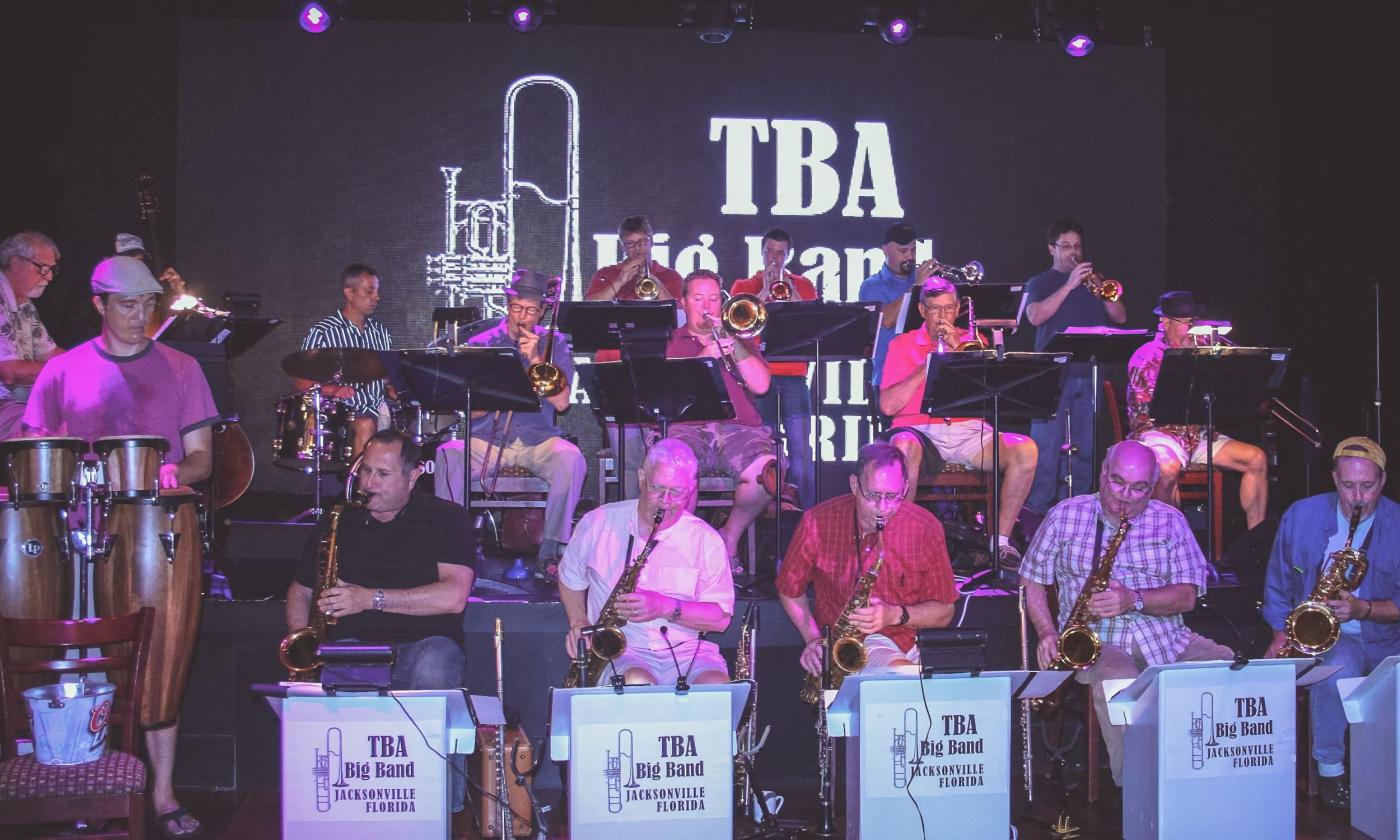 The TBA Big Band performing on stage