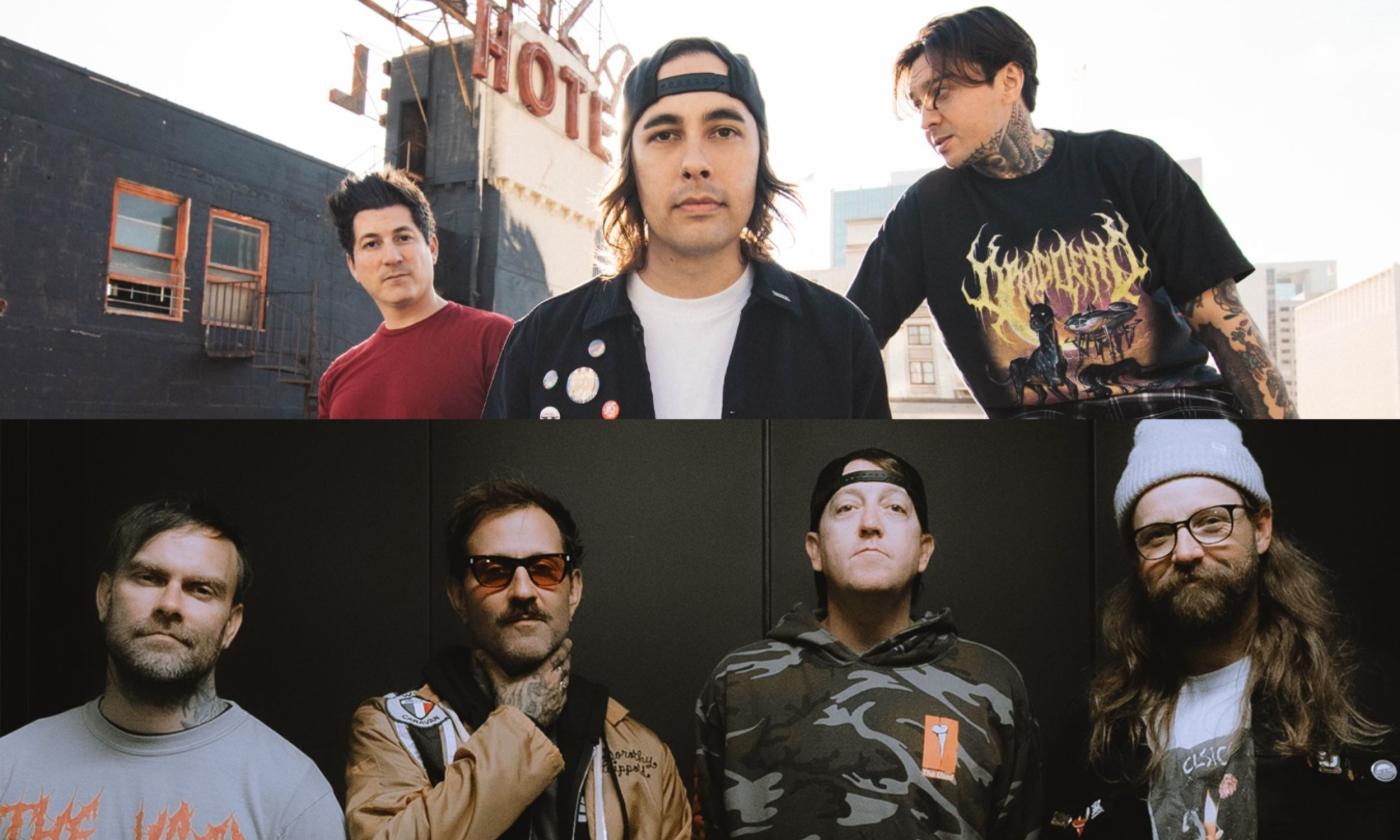Pierce The Veil and The Used pose for the camera.
