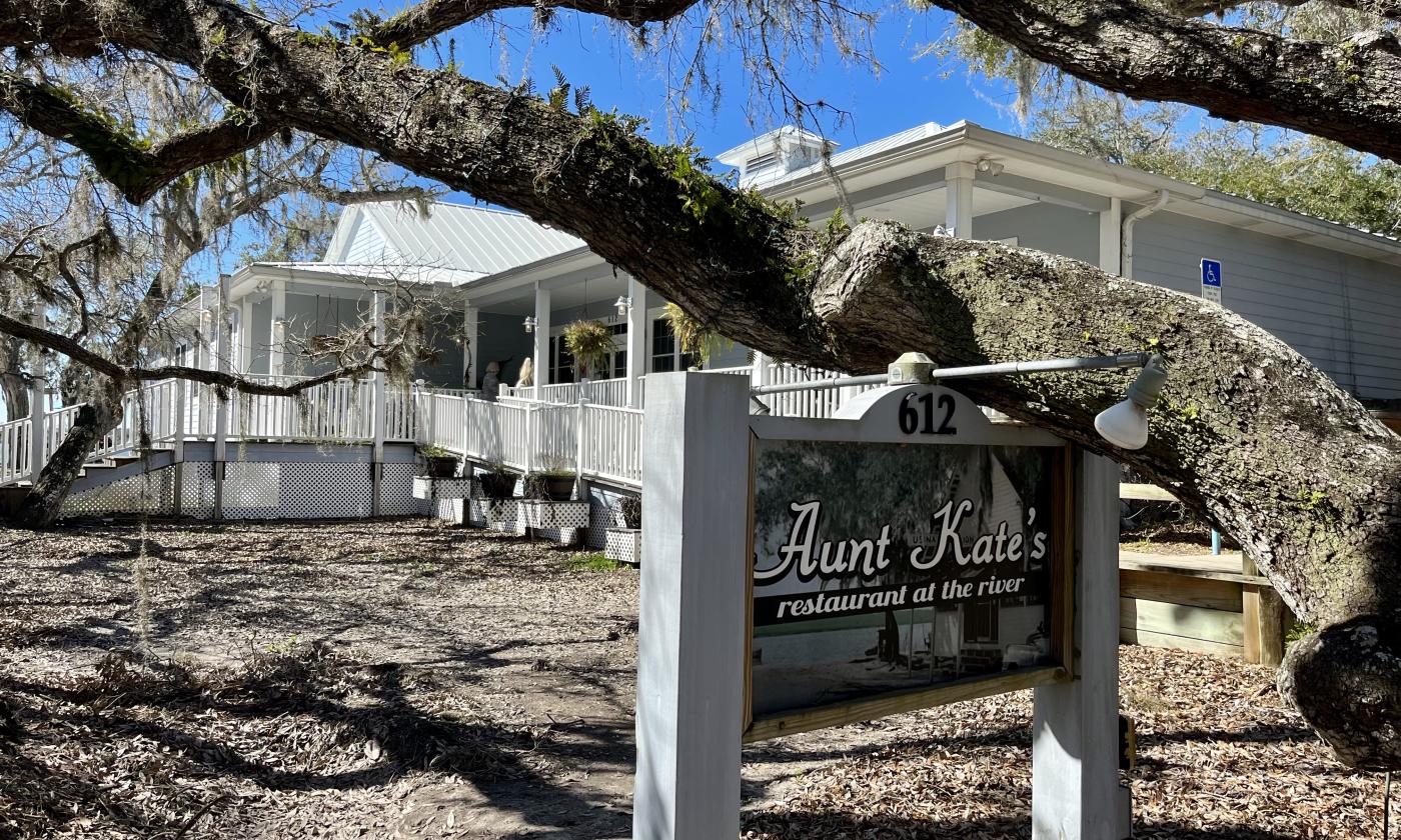 The exterior of Aunt Kate's on a sunny day