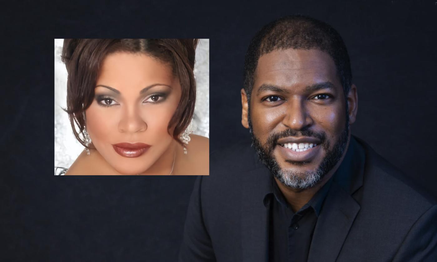 Two individual photos, one of soprano Lisa Lockhart, and one of bass-baritone, Lloyd Reshard, against a black background
