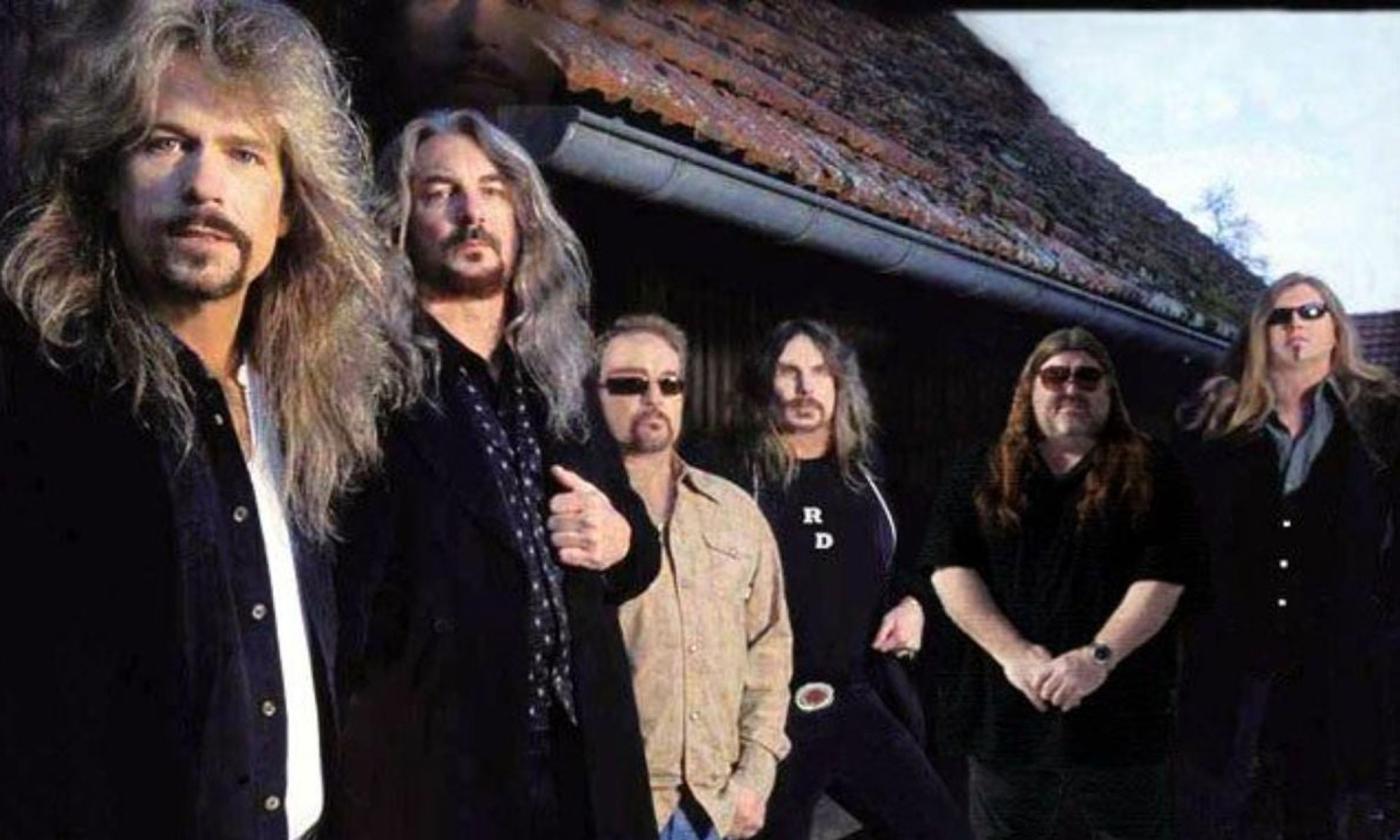 The band Molly Hatchet promo photo; six musicians