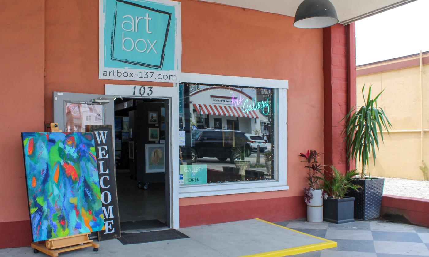 The front door of the ArtBox Gallery in downtown St. Augustine