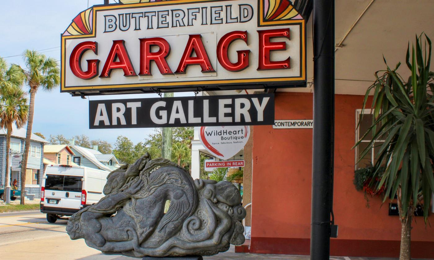 Entrance to the Butterfield Garage Art Gallery on King St. in St. Augustine
