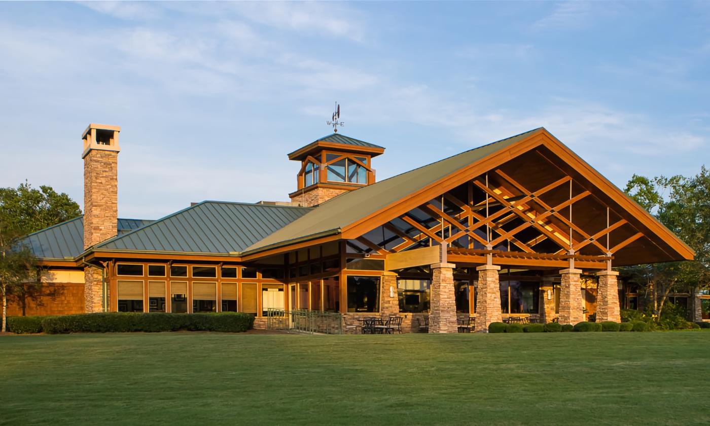 The exterior of the King & Bear Clubhouse building