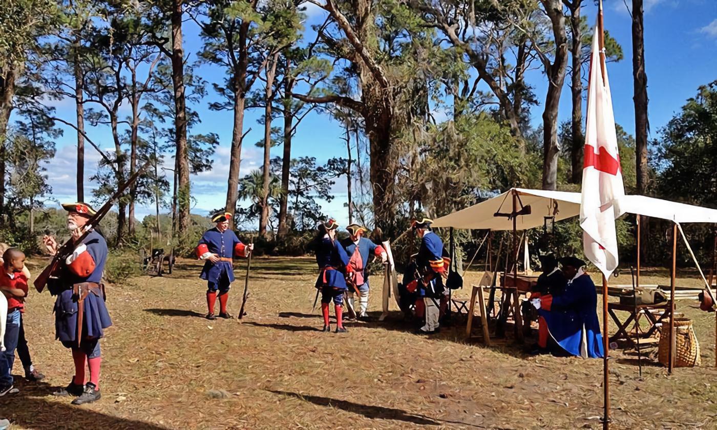 Historic re-enactors demonstrate life at Fort Mose in the mid-1700s