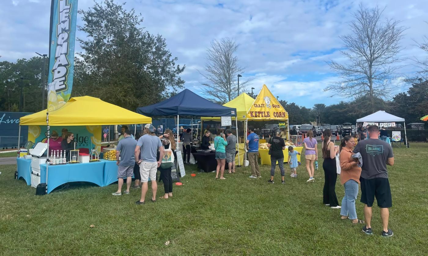 Booths for refreshments at an event at Nocatee Station Field